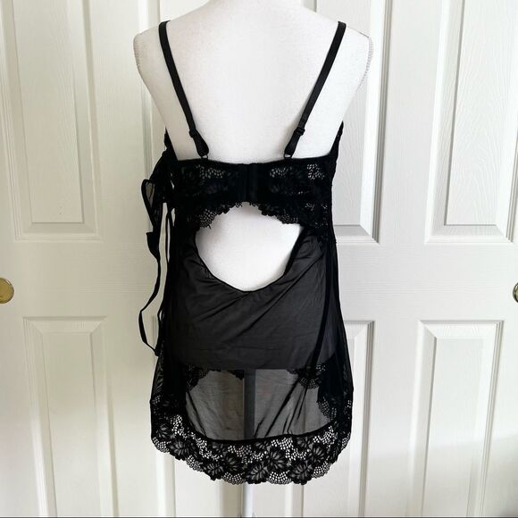NEW Oh La La Cheri Page Underwire Babydoll Chemise & G-String Thong Black 1X - Picture 4 of 11
